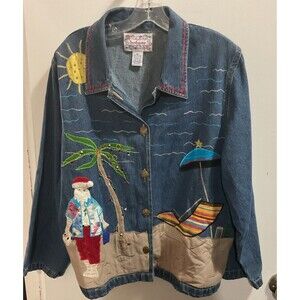 Tantrum Vintage Christmas Jean Shirt Xl Embroidered Christmas Theme Holiday Wear